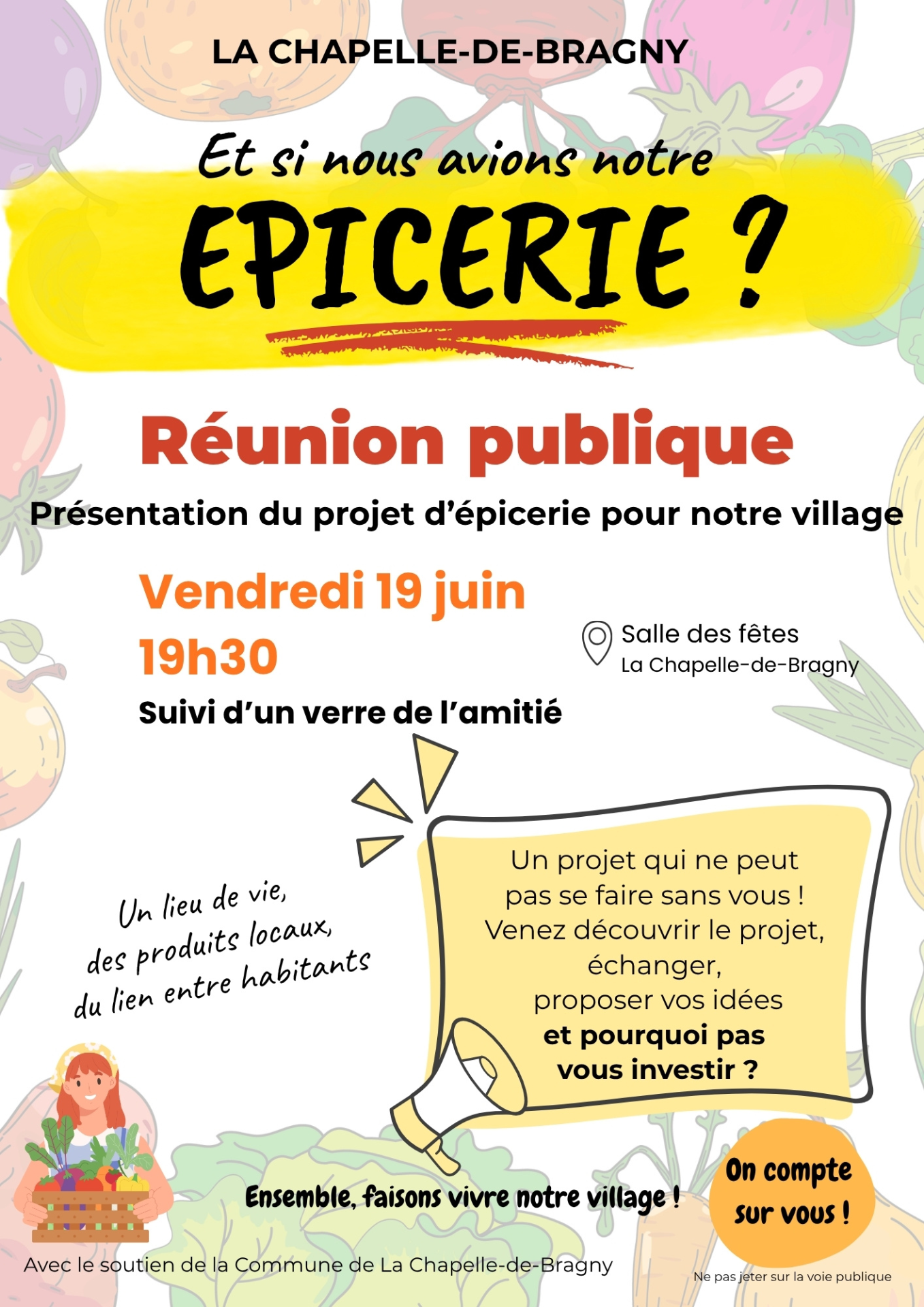 Réunion publique le 19 juin à 19h30 "Présentation du projet d'épicerie pour notre village"